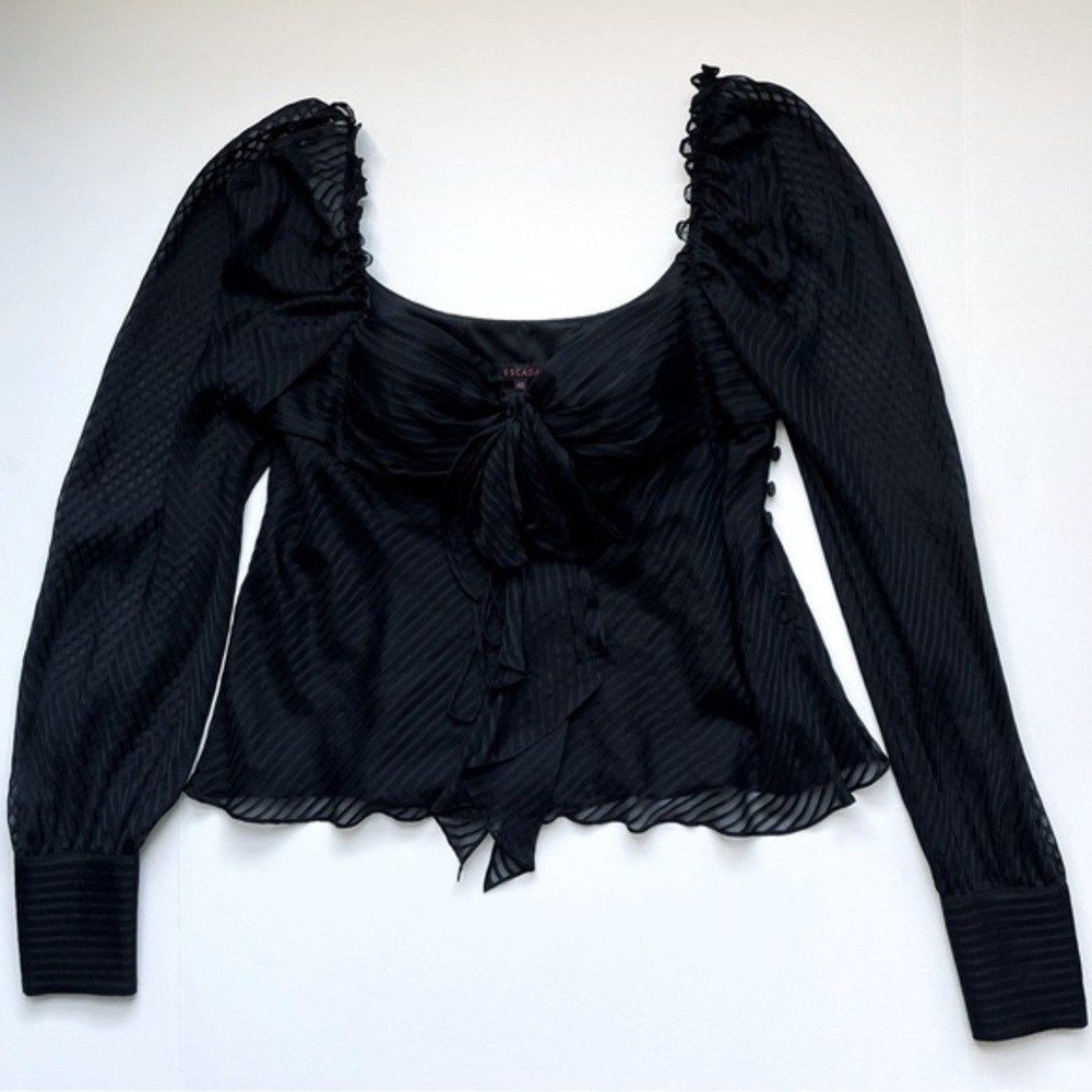 Escada Black Silk Semi Sheer Blouse